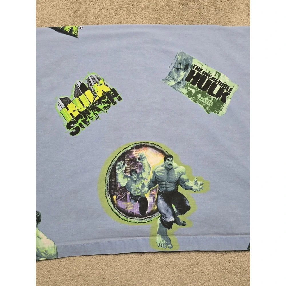 Vintage The Incredible Hulk Flat Twin Bed Sheet Kids Retro Bedroom Cartoon 42x92